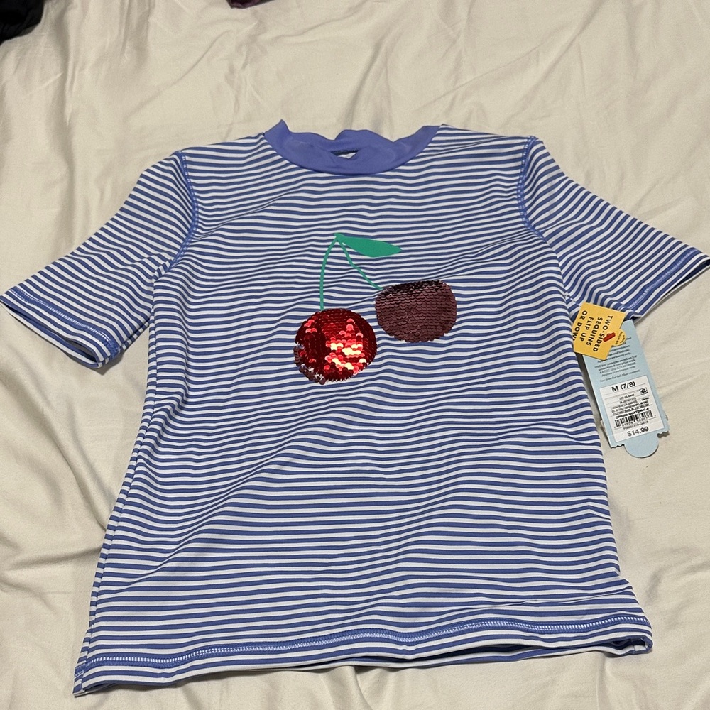 Cat & Jack Blue Short Sleeve Rashguard Medium NWT